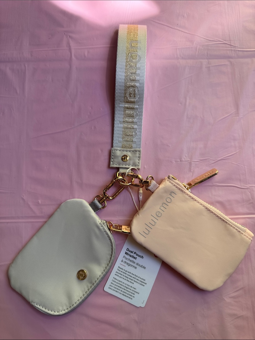 lululemon athletica Cream light gray Dual Pouch Wristlet Key & Card Holder